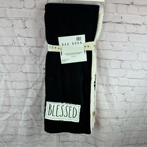 NWT Rae Dunn Black Corduroy Throw BLESSED reverse sherpa farmhouse traditional